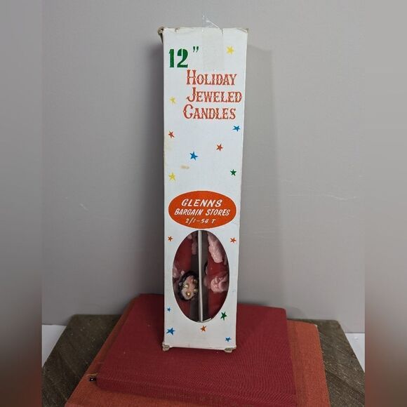 christmas candles, 1950s xmas decor, taper candles, Holiday Jeweled candles, NWB - Picture 1 of 7